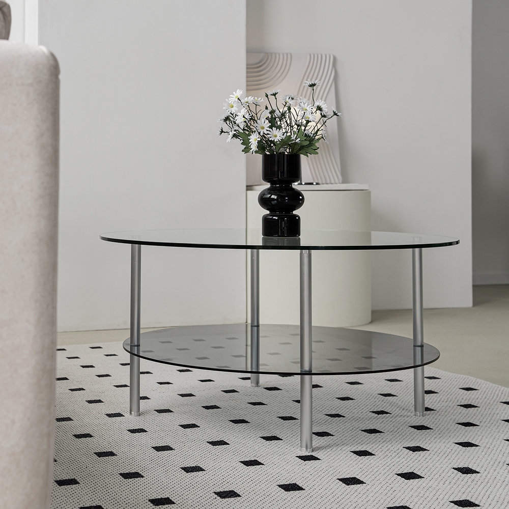 클라르 좌식 높은 유리 소파 테이블 식탁 낮은 원형 쇼파 800