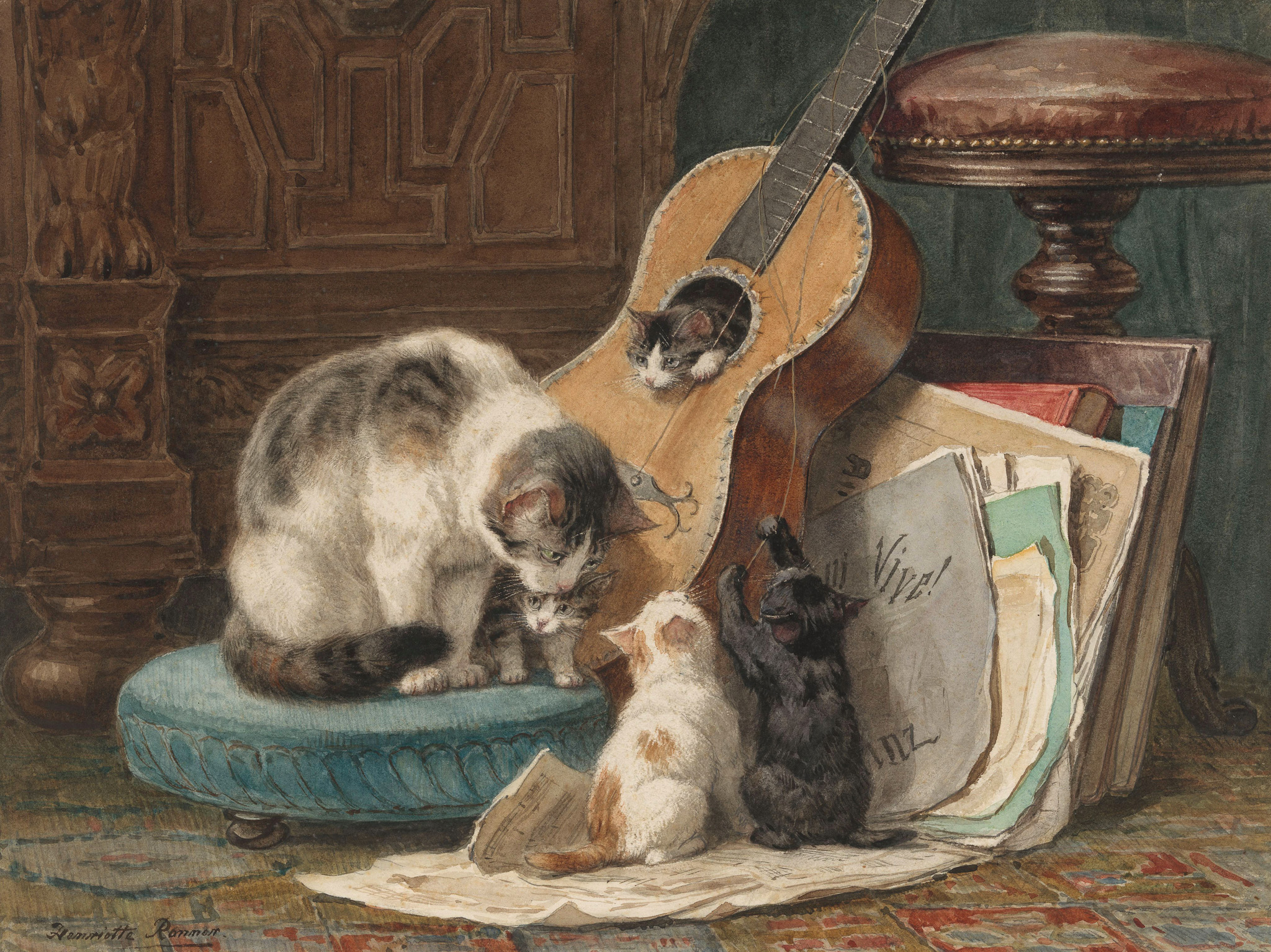 The Musicians 원본비율 아트포스터 냥이 - 상품 이미지
