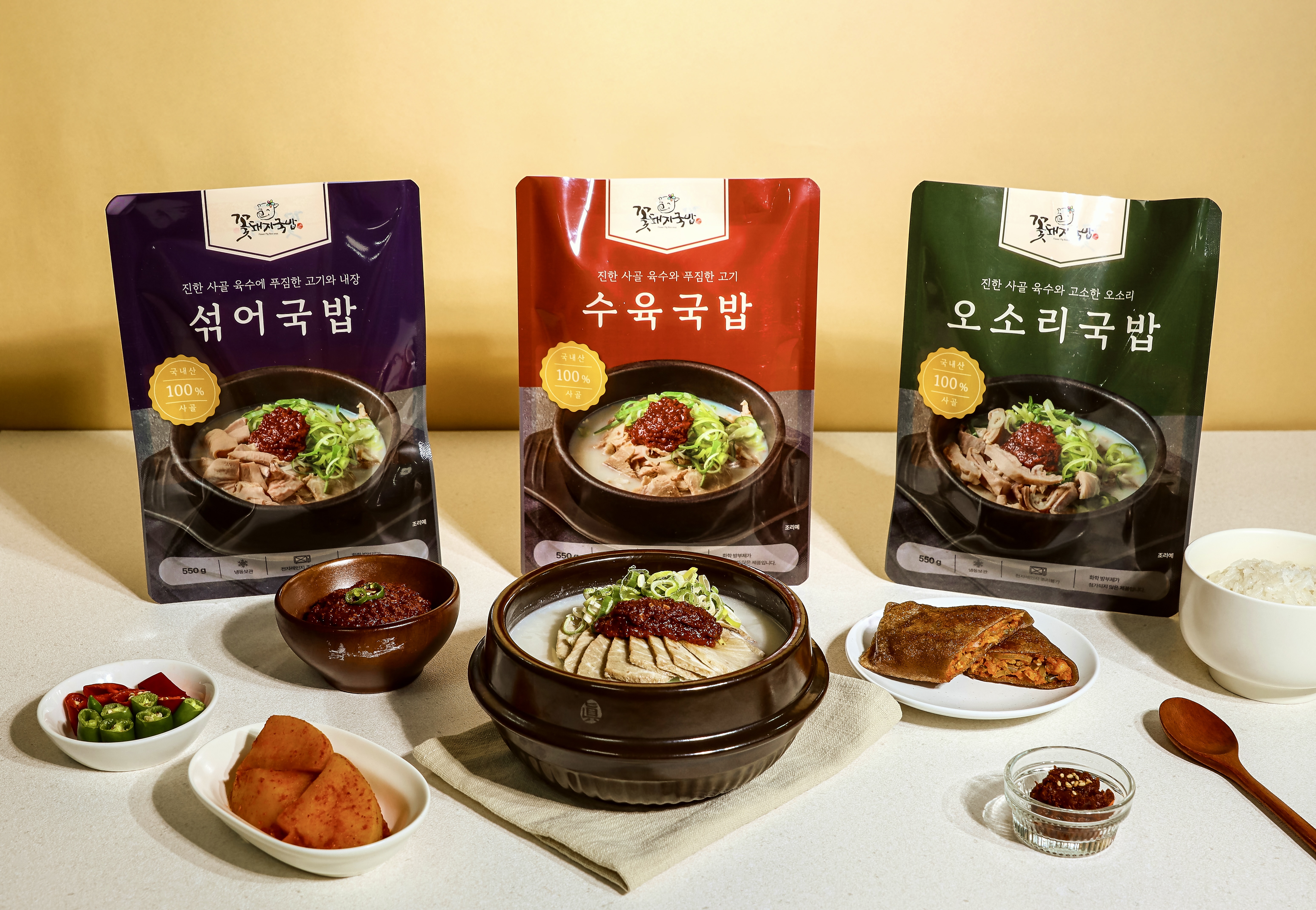 돼지국밥 맛집 꽃돼지국밥 수육 섞어 오소리 해장 550gx2팩 2인분 - 상품 이미지