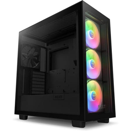[해외]NZXT H7 엘리트 - CM-H7EB-02 ATX 미드 타워 PC 게이밍 케이스 전면 I/O USB 타입-C 포트 퀵 릴리스 강화 유리 사이드 패널 블랙 (2023)