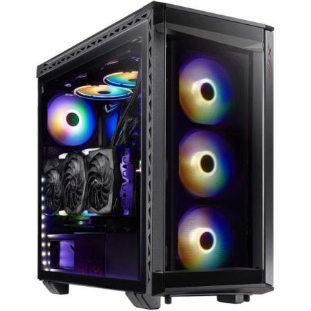 [해외]XPG 배틀크루저 미드 타워 ATX PC 게이밍 케이스: 4mm 강화 유리 측면, 냉연 탄소강, 19.09 x 8.85 19.92 인치, 2 년 보증, 블랙