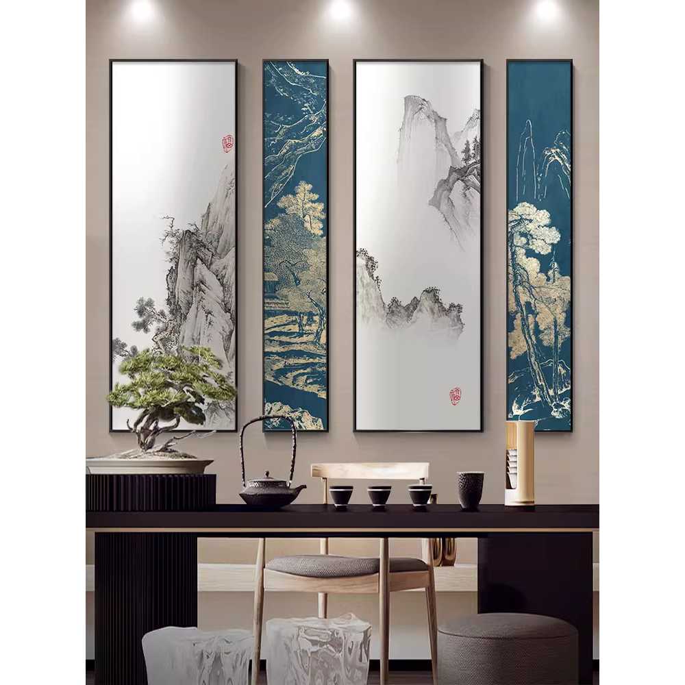 수묵 산수화 그림 액자 인테리어 홈데코 벽걸이 풍경 A (30x180)x2+(60x180)x2 - 상세 이미지 4