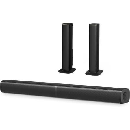 Wohome [해외]서브우퍼가 내장된 Wohome 2.2 TV용 사운드바, 32인치 탈착식 사운드바 스피커, 블루투스 5.3/광학/AUX/USB 연결(블랙)