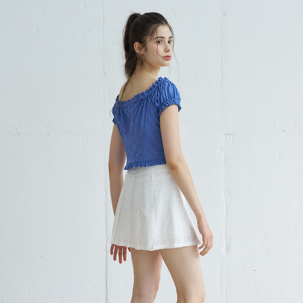 PUNCHING LACE PLEATS MINI SKIRT (WHITE) - 상세 이미지 5