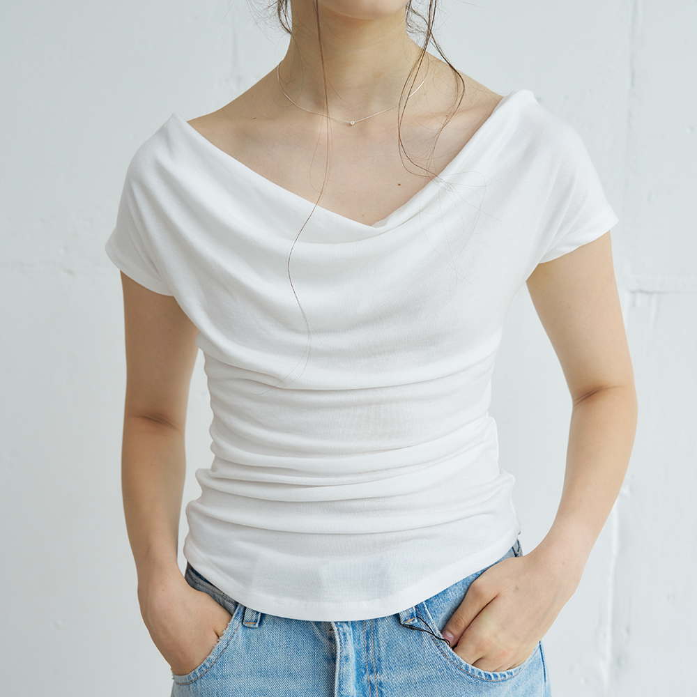 DRAPED HALF SLEEVES T-SHIRT (3COLOR) - 상세 이미지 5