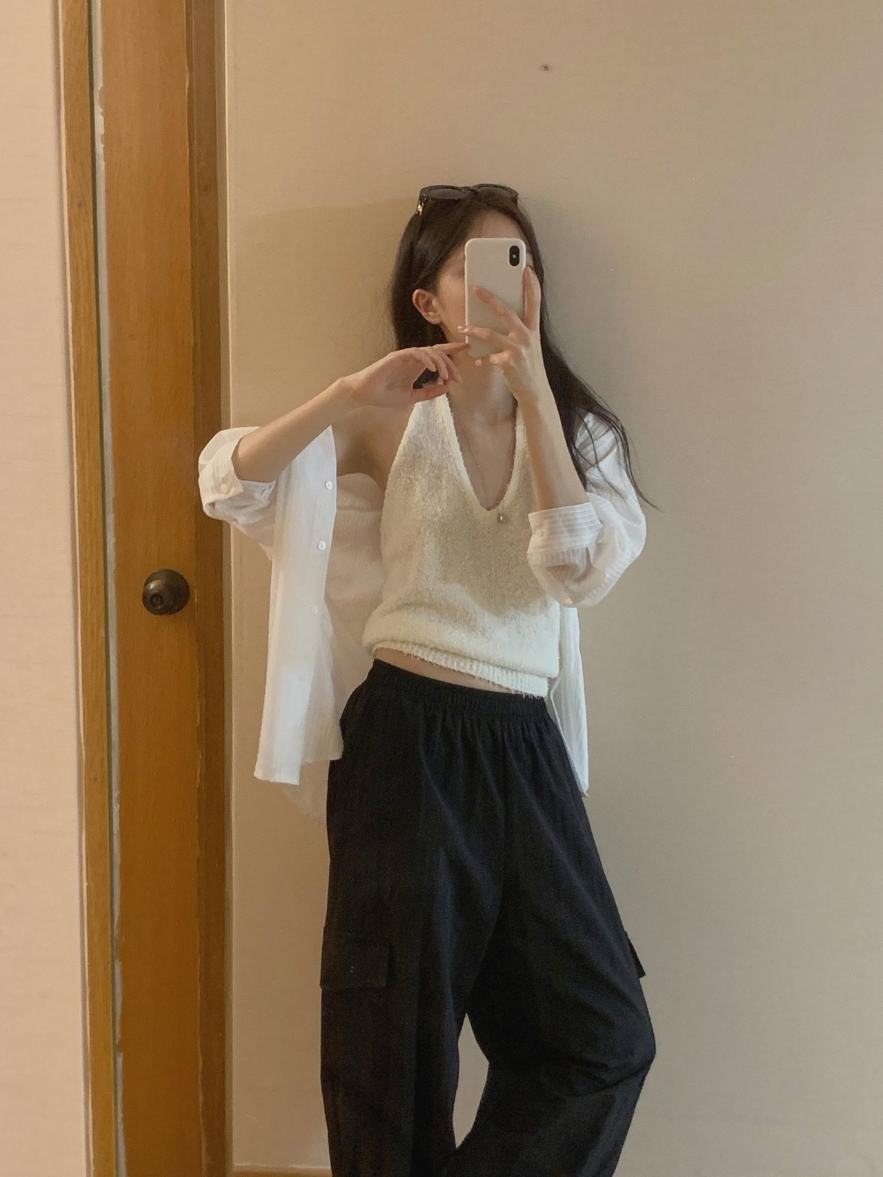 오버무드 루즈핏 시스루 얇은 스트라이프 살안타 에어컨 긴팔 남방 셔츠 3color - 상세 이미지 2