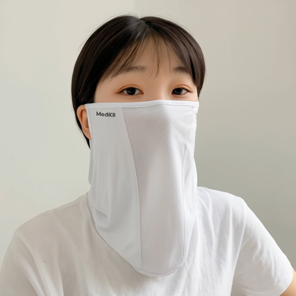 선글라스 + 자외선차단 냉감원단 스포츠 쿨 마스크 화이트 1매입 이미지 2