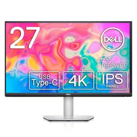 DELL [해외]Dell S2722QC 모니터 - 27인치 4K USB-C, UHD (3840 x 2160) 디스플레이, 60Hz 재생률, 8MS 그레이-그레이 응답 시간, 내장 듀얼 3W