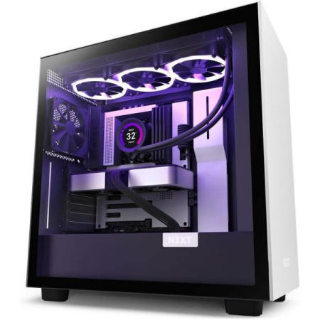NZXT [해외]NZXT H7 - CM-H71BG-01 ATX 미드 타워 PC 게이밍 케이스 전면 I/O USB 타입-C 포트 퀵 릴리스 강화 유리 사이드 패널 블랙/화이트