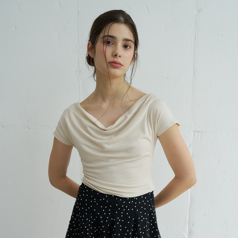 DRAPED HALF SLEEVES T-SHIRT (3COLOR) - 상품 이미지