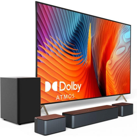 [해외]ULTIMEA 5.1Ch 사운드 바(돌비 애트모스 포함), 410W 피크 파워, TV용 서라운드 시스템, 서브우퍼 포함 스마트 바, 및 베이스 조절 홈 시어터, 포세이돈 D