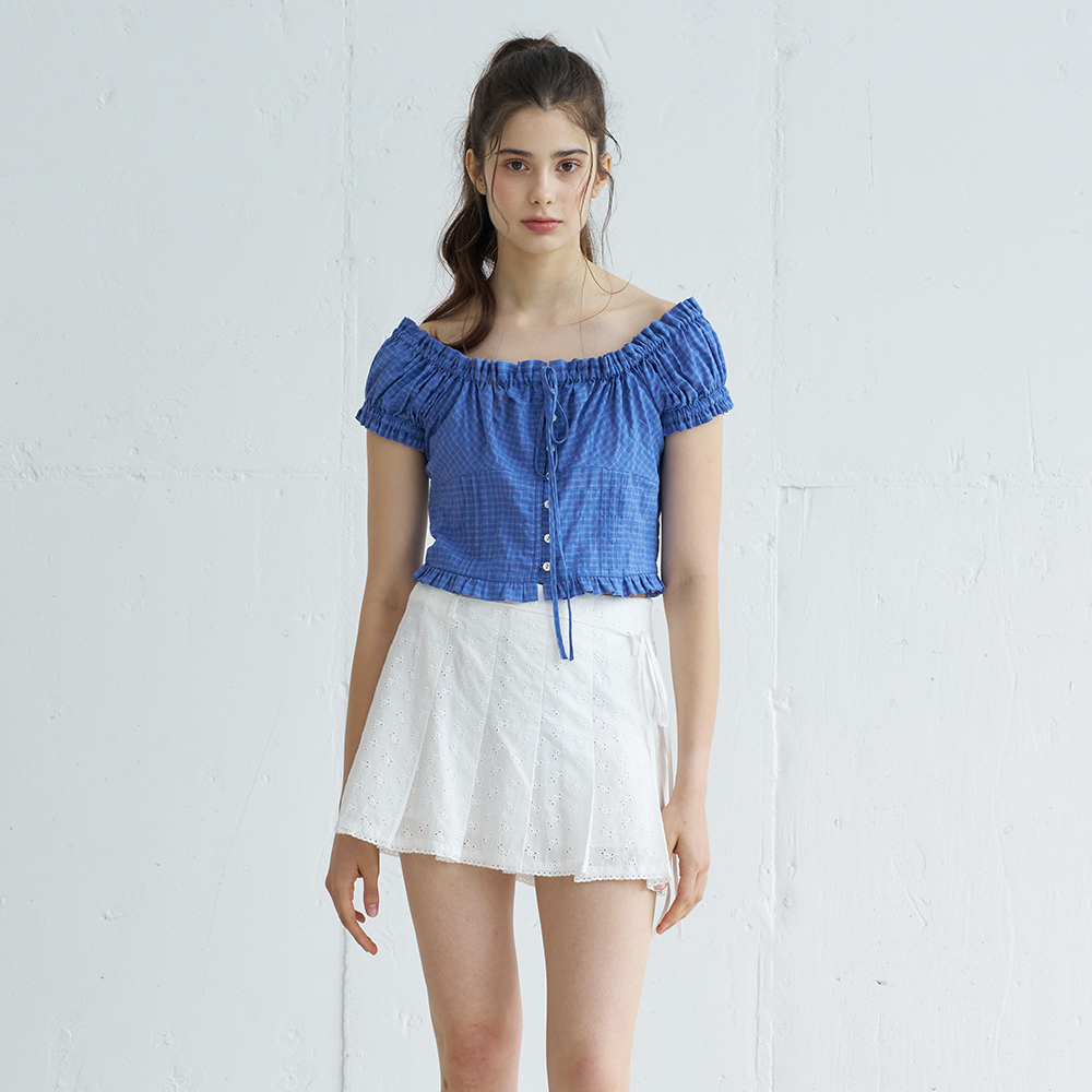 PUNCHING LACE PLEATS MINI SKIRT (WHITE) - 상세 이미지 4