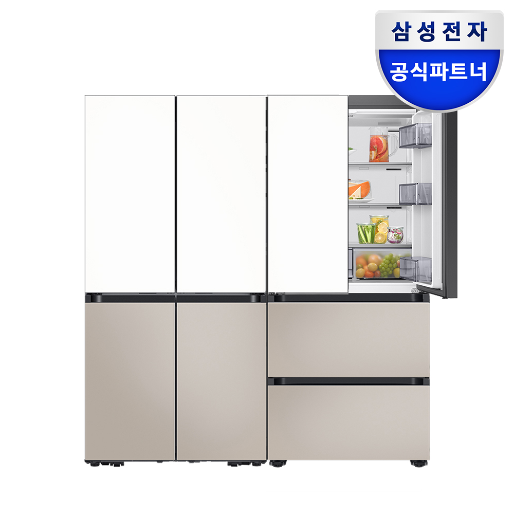 삼성 비스포크키친핏 냉장고 김치냉장고 세트 MAX 양문형 R2ZG+M2ZG 화이트+베이지