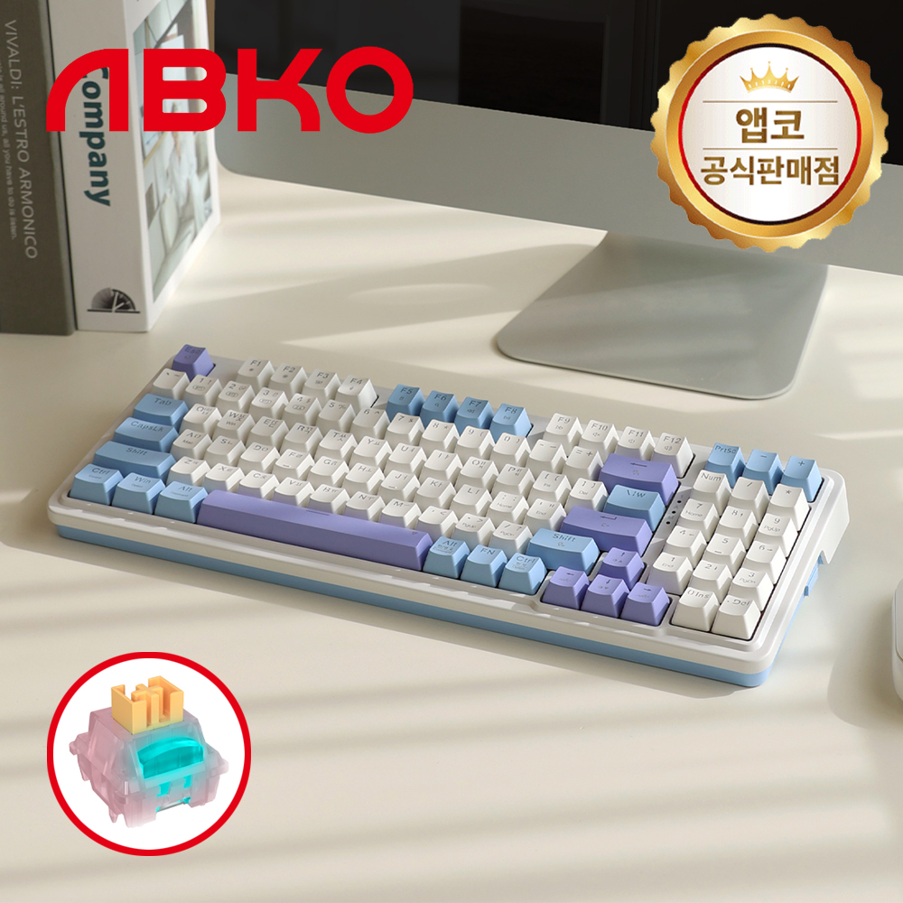 앱코 AK94BT 유무선 기계식 키보드 스카이블루, 저소음 피치축 V3, 40g - 상품 이미지