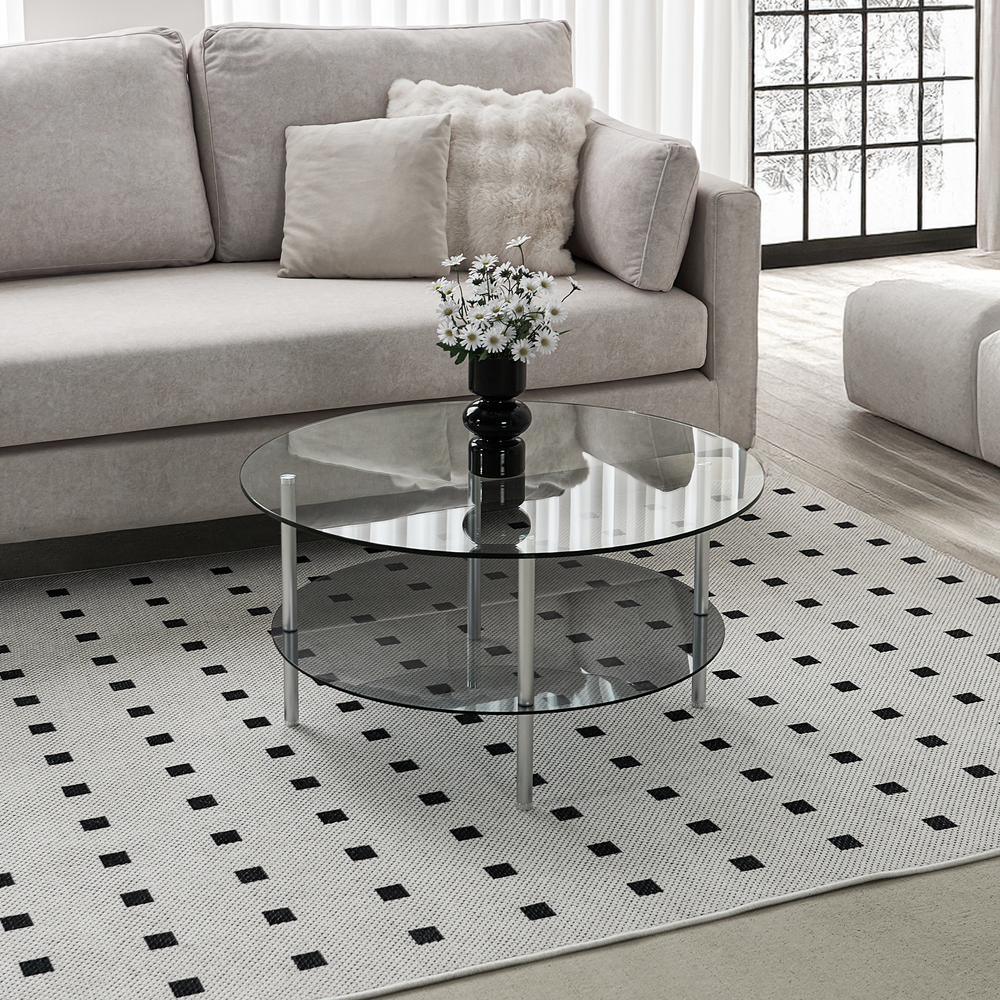 클라르 좌식 높은 유리 소파 테이블 식탁 낮은 원형 쇼파 800