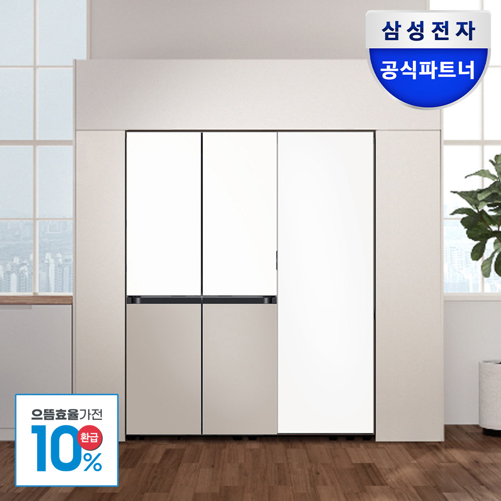 [으뜸효율] 삼성전자 비스포크 키친핏 4도어 1등급 냉장고 김치냉장고 세트 RM70F64R1ZG + RQ34C7915AP