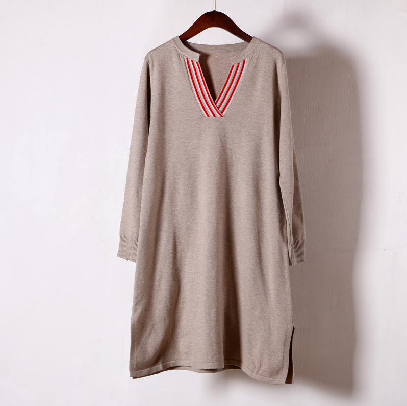 가을 브이넥 여성 니트원피스 롱니트티