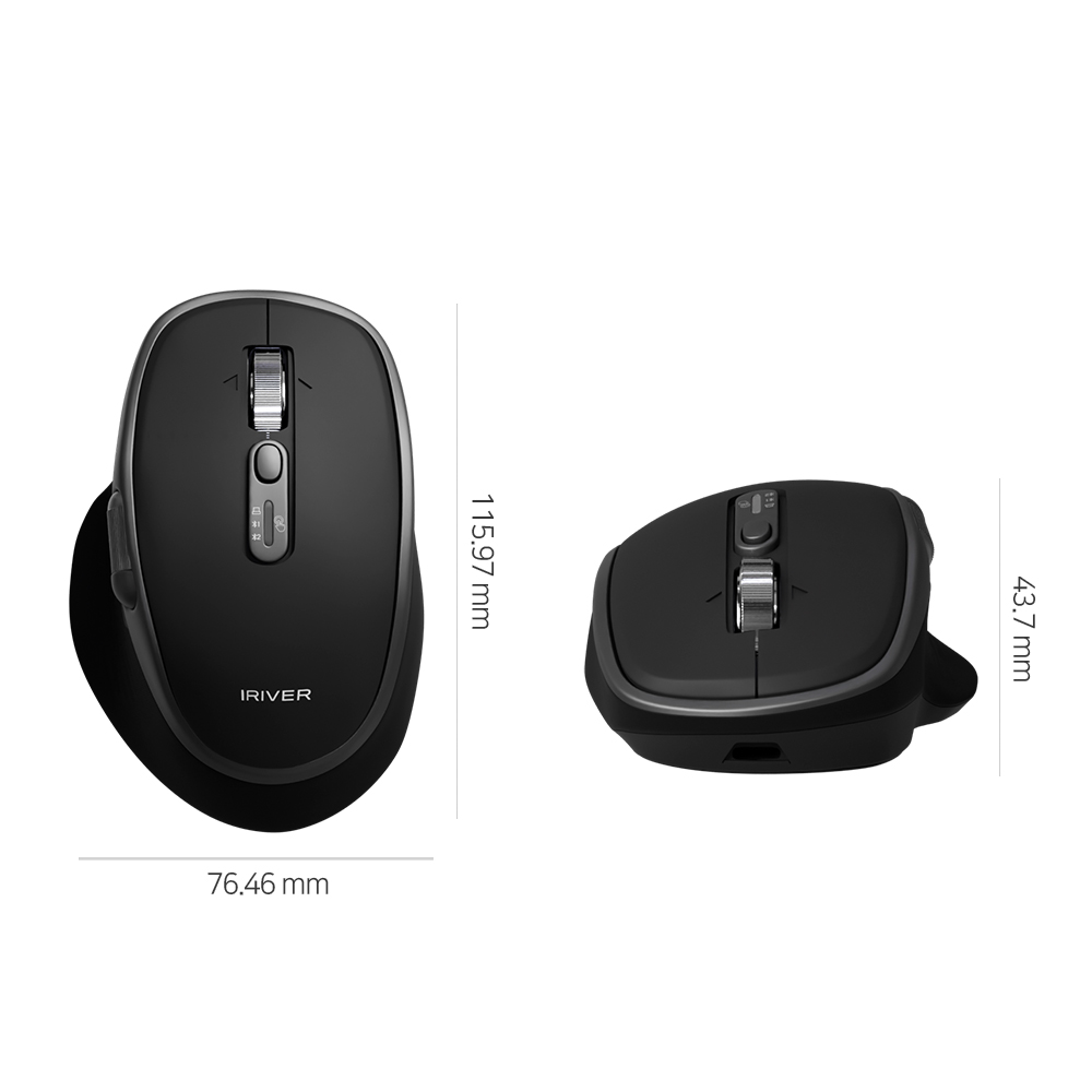 아이리버 GT300 무소음 저소음 블루투스 무선 세미버티컬 마우스 무한휠 블랙 이미지 7