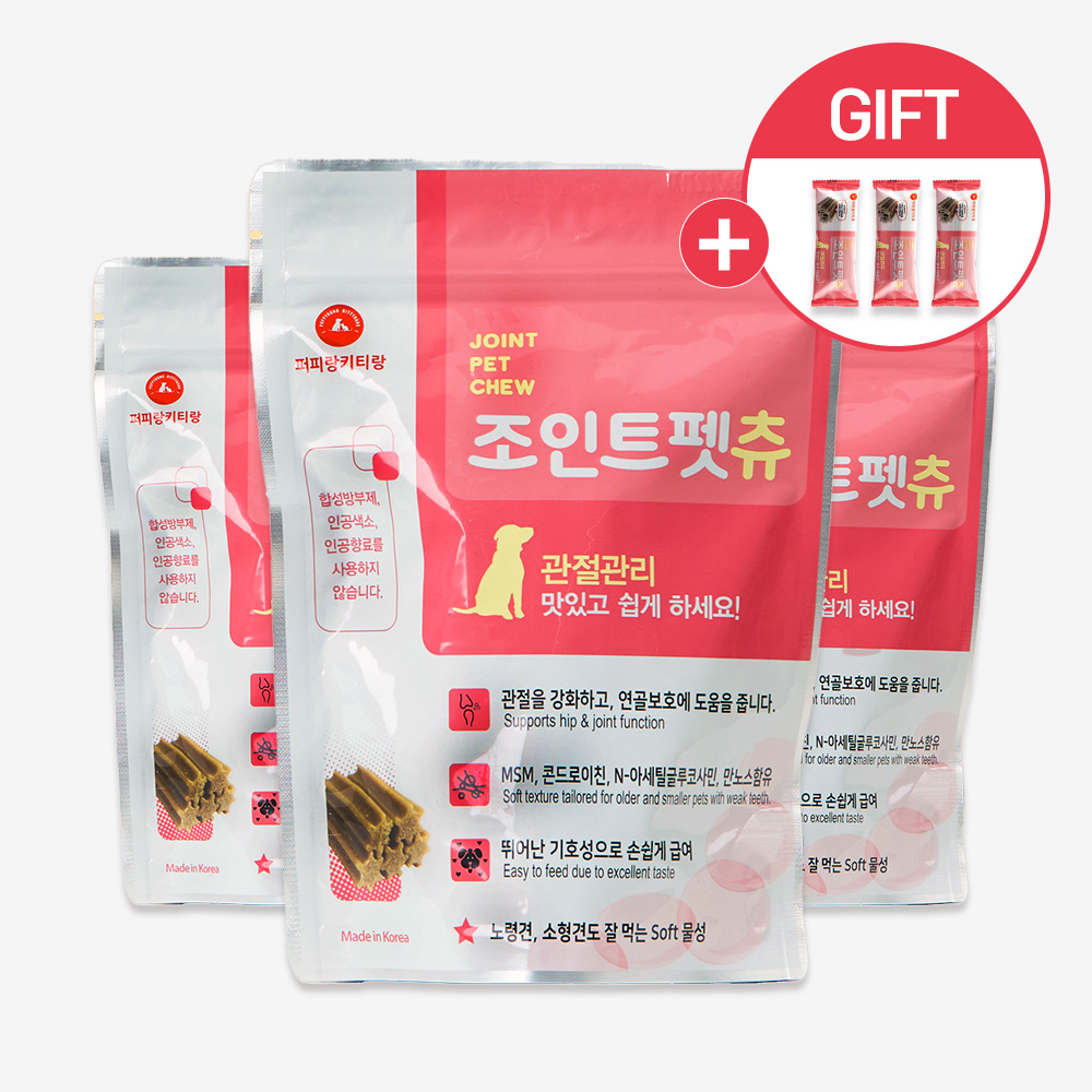 조인트펫츄 강아지 관절 영양제 글루코사민 콘드로이친 치석제거 MSM 36개입, 3개