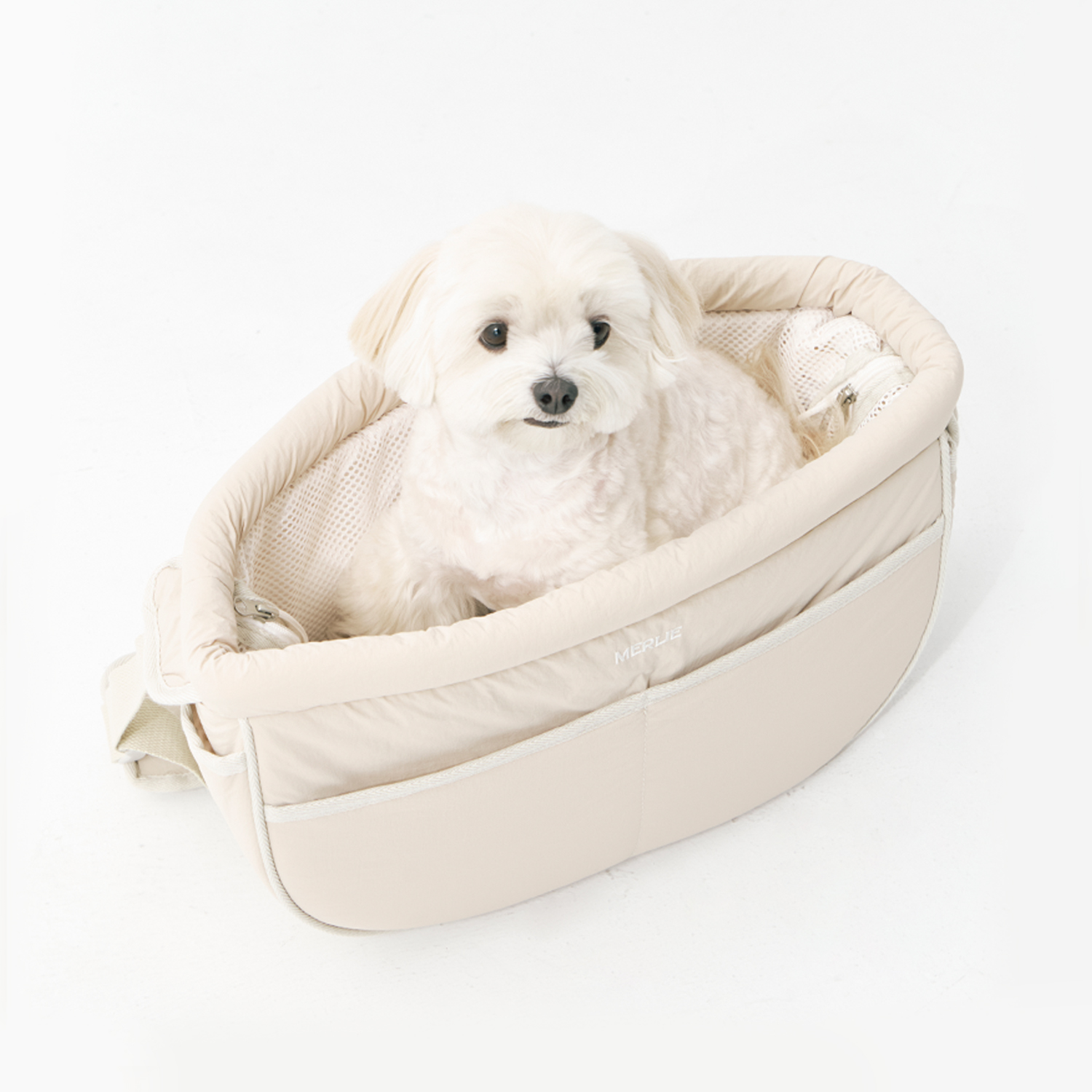 멀리 강아지 이동가방 강아지 고양이 기내탑승 초경량 애견 앞가방 론타노슬링백 베이지 - 상세 이미지 2
