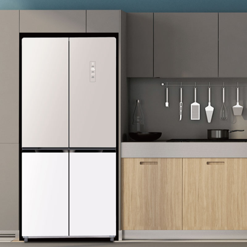 하이얼 글램글라스 4도어 양문형 냉장고 HRS445MNEW 433L 베이지