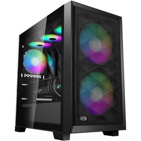 PCCOOLER [해외]PCCOOLER CPS - C3D310 ARGB 블랙 에어플로우 M-ATX 케이스 2개의 팬이 있는 게이밍 데스크탑 M-ATX/ITX 350MM 그래픽 카드 지원 (C3-D