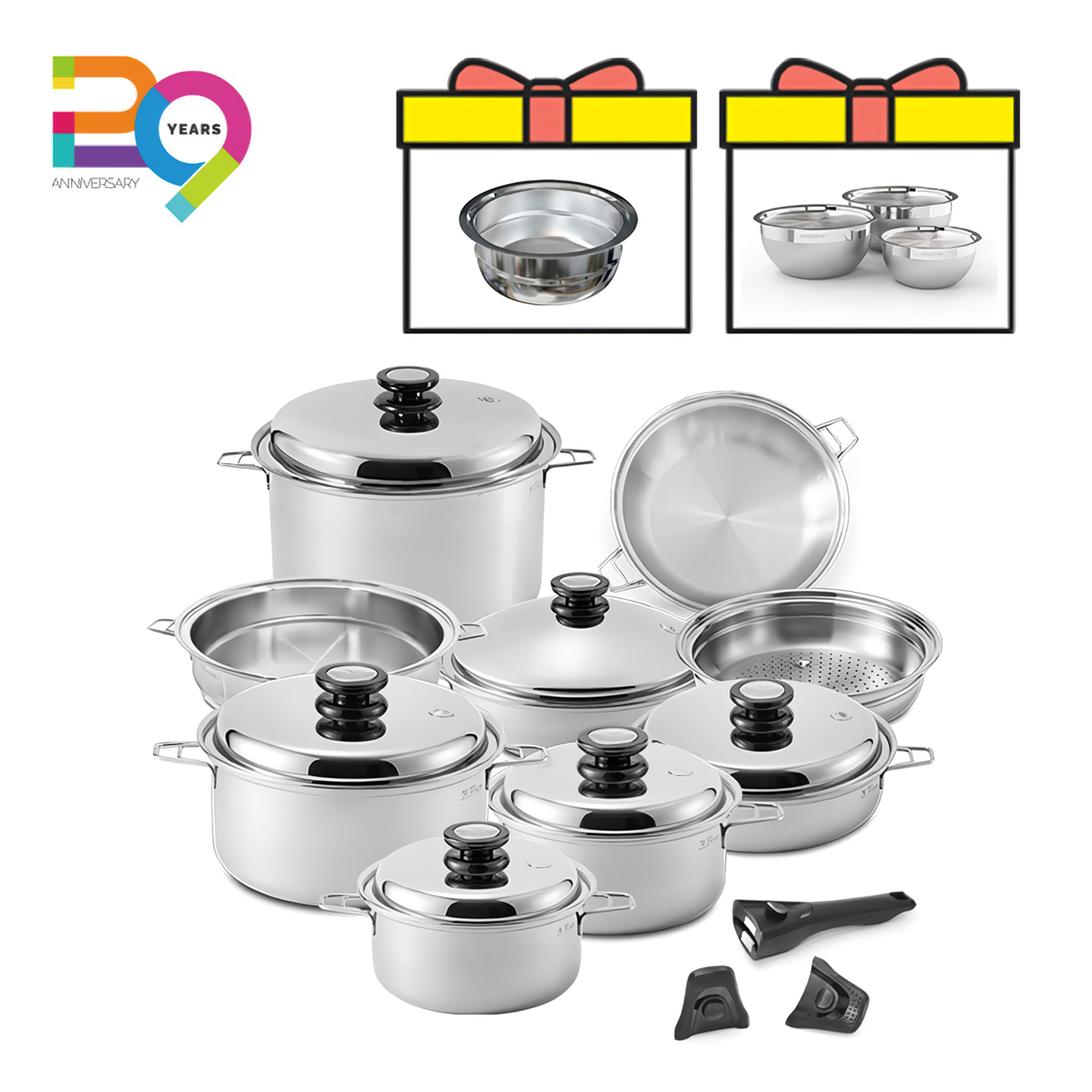 마마르떼 그랜드 마스터 세트 뚜껑까지 316Ti 티타늄 프리미엄 쿡웨어