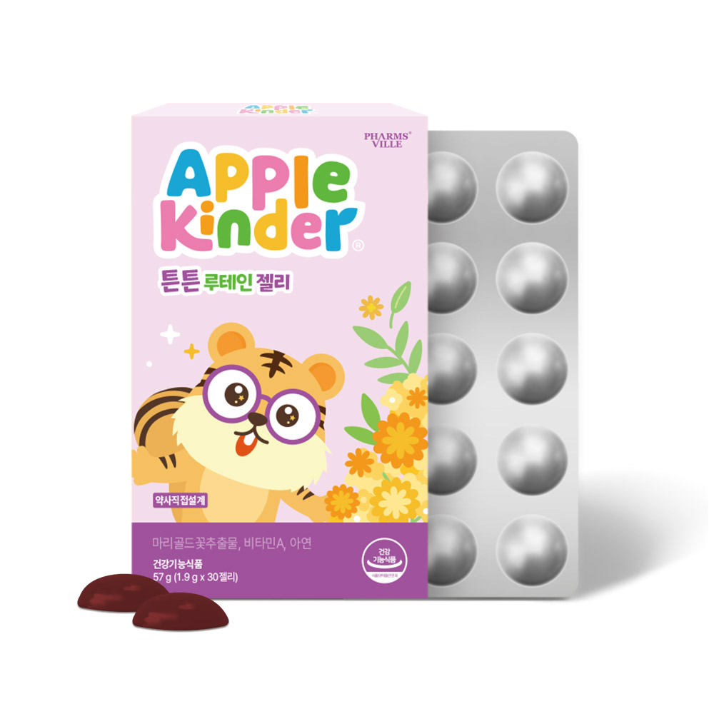 애플킨더 튼튼 루테인 젤리 1.9g 어린이 청소년 성인 눈건강 마리골드 30구미, 1개