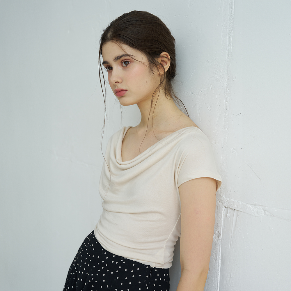 DRAPED HALF SLEEVES T-SHIRT (3COLOR) - 상세 이미지 2
