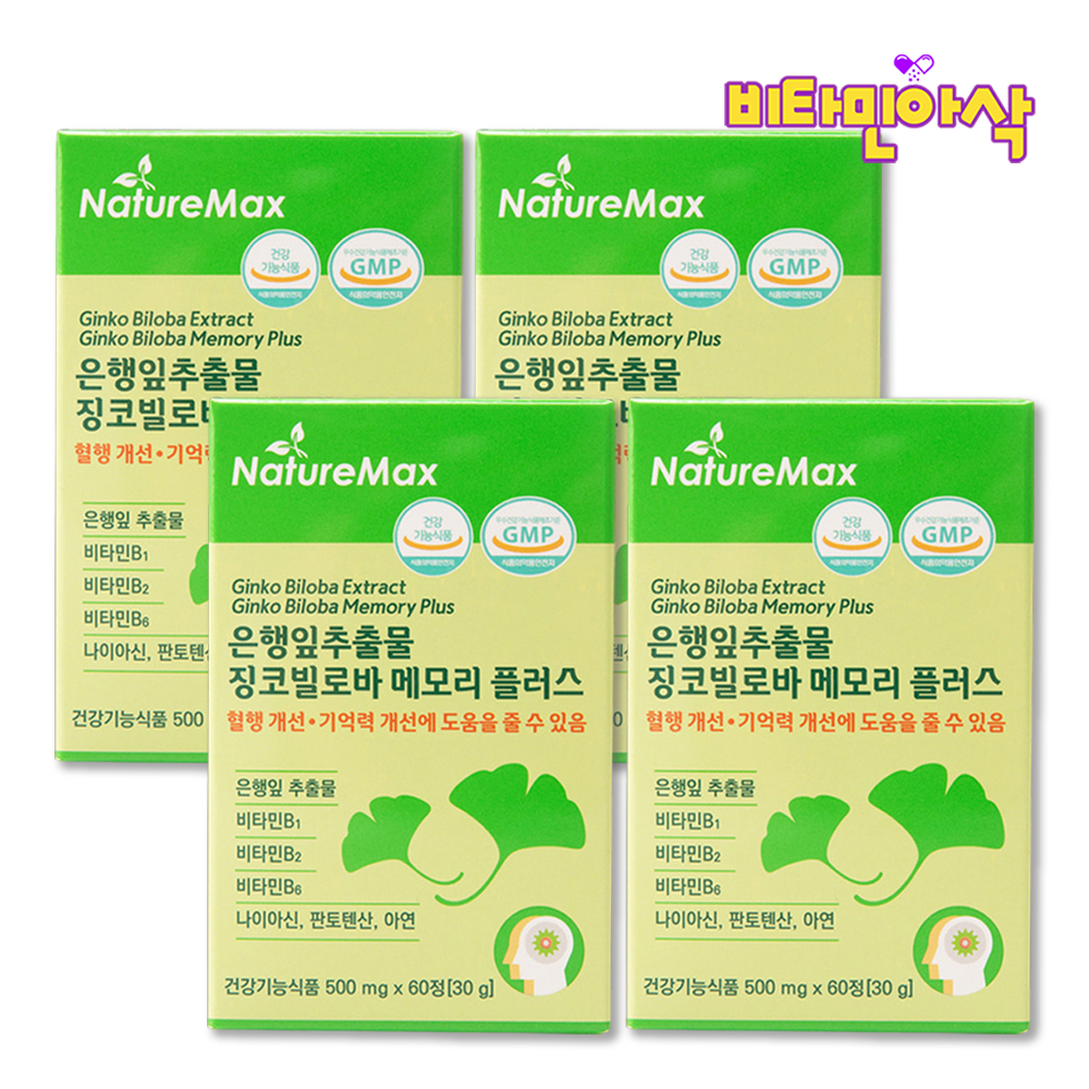 징코 은행잎추출물 징코빌리프 기억력 개선 혈행 케어 은행잎추출물 60정, 4개 - 상품 이미지