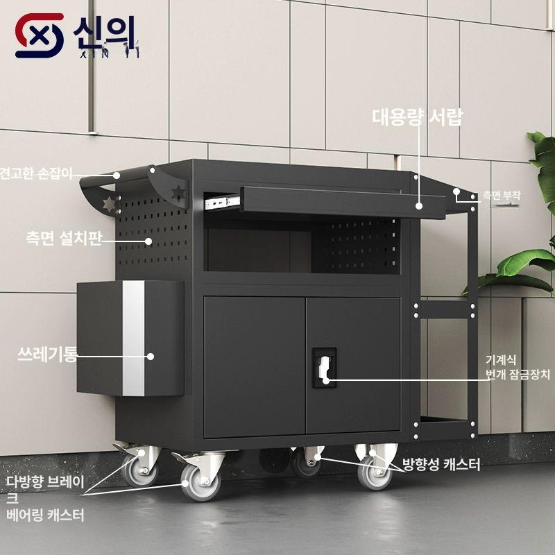 다기능 이동식 공구가방 공구박스 공구통 공구집 공구상자 블루작업대+서랍+쓰레기통+사이드걸이 - 상세 이미지 2