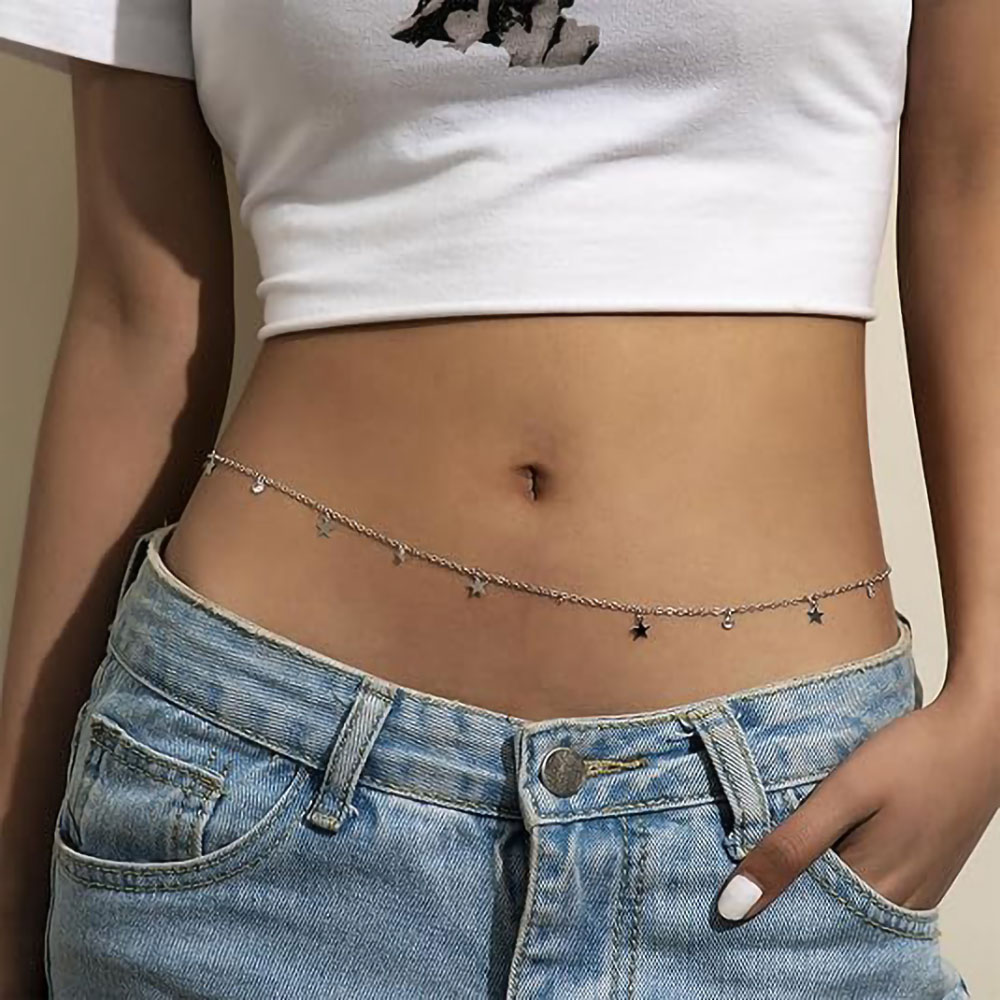 별 큐빅 허리 체인 벨트 슬림 레이어드 장식 포인트 - 상세 이미지 2
