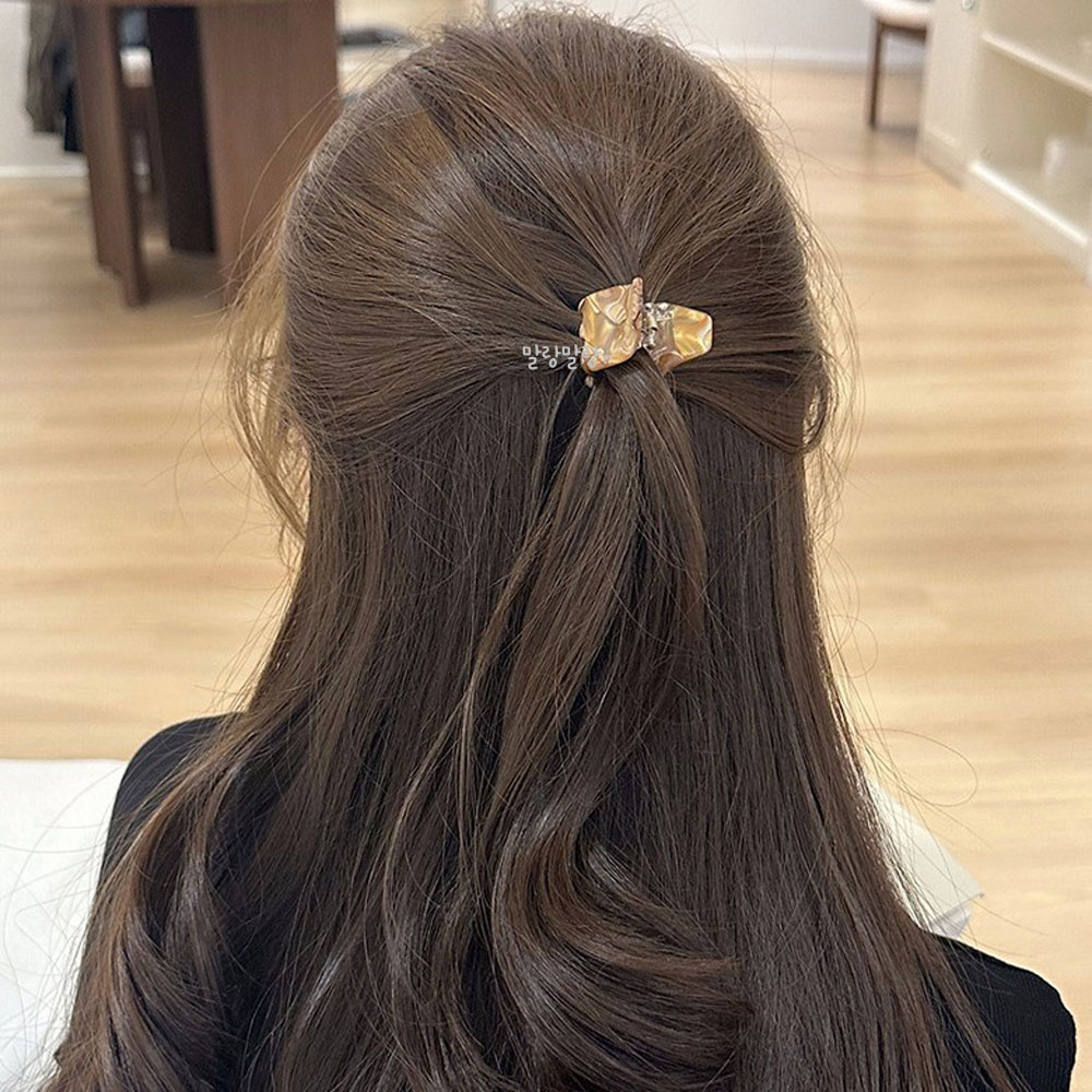 예쁜 마블 자개 집게핀 미니 머리핀 단발 옆머리 헤어삔 - 상세 이미지 4