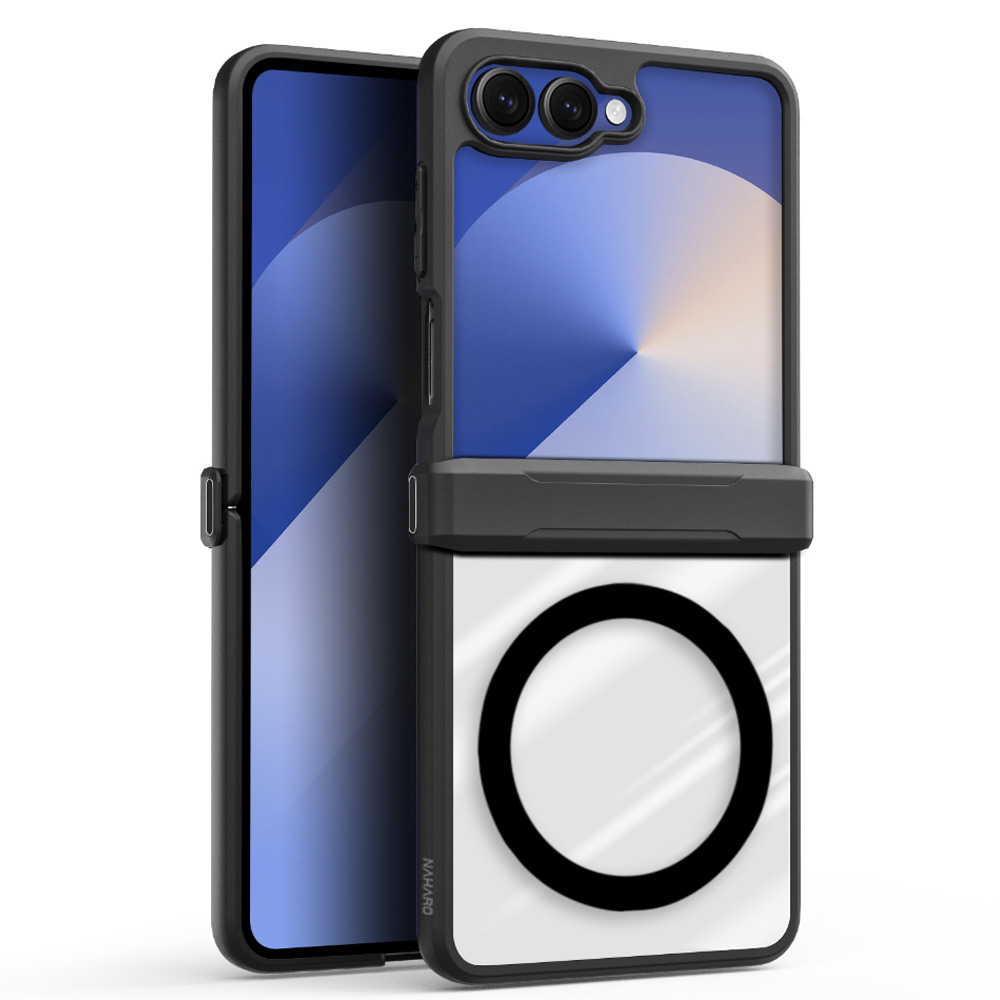 나하로 힌지보호 맥세이프 아머 하이브리드 케이스 클리어 블랙, 갤럭시Z 플립7