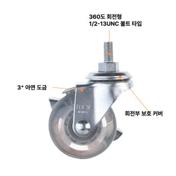 티렉스 생활 바퀴 스툴 의자 무소음 바퀴 세트 5cm 회전 4개 이미지 8