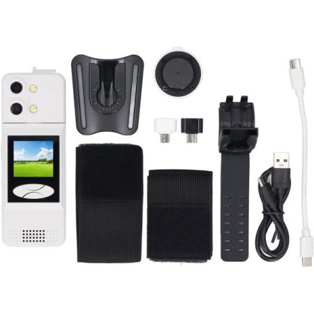 [해외]바디 마운트 카메라 2K 180도 회전 가능 120도 광각 렌즈 1.5인치 컬러 스크린 웨어러블 캠코더