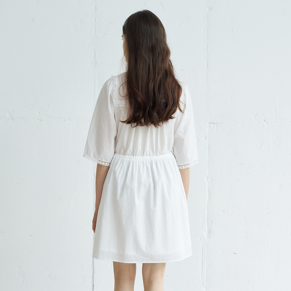 DIANA LACE TRIM COTTON DRESS (WHITE) - 상세 이미지 4