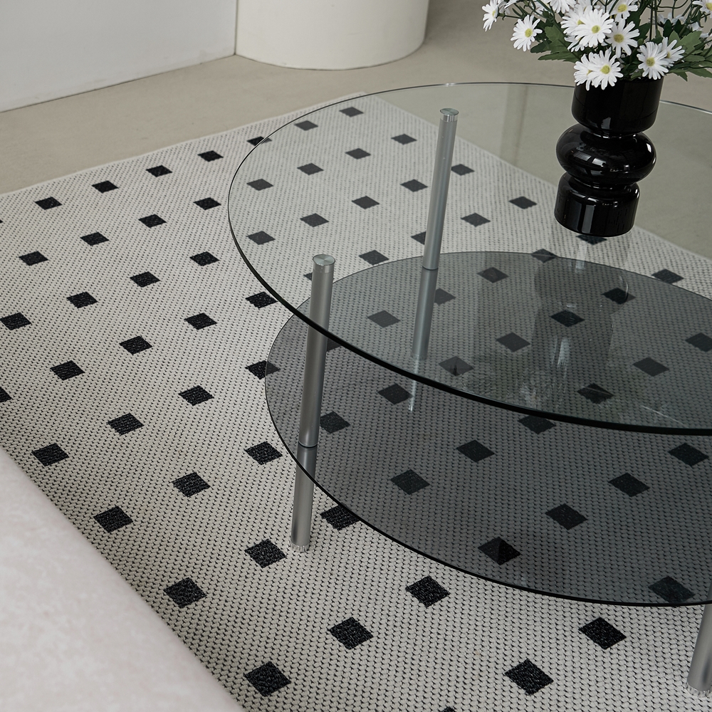 클라르 좌식 높은 유리 소파 테이블 식탁 낮은 원형 쇼파 800