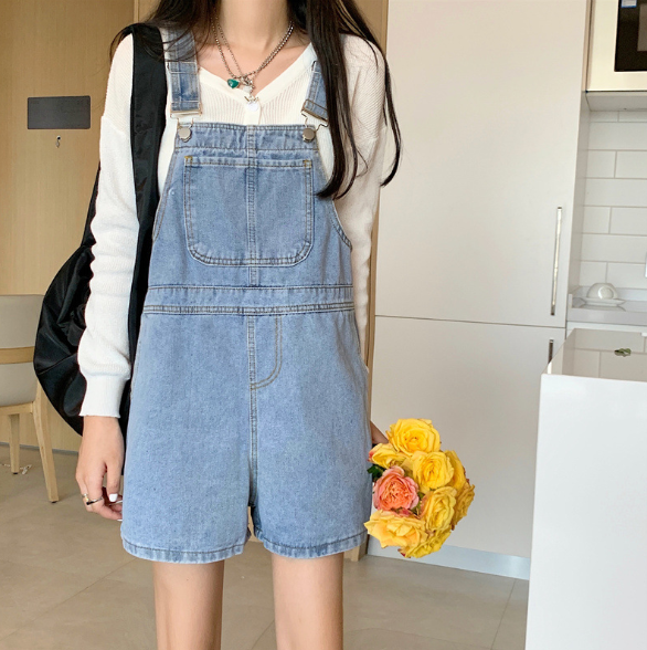 여름용 오버롤 멜빵반바지 이미지 2