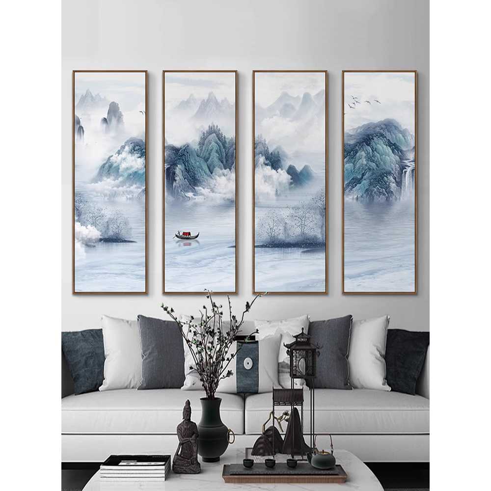 산수화 인테리어 액자 거실 벽 장식 수묵화 예술 그림 A (70x210) - 상세 이미지 4