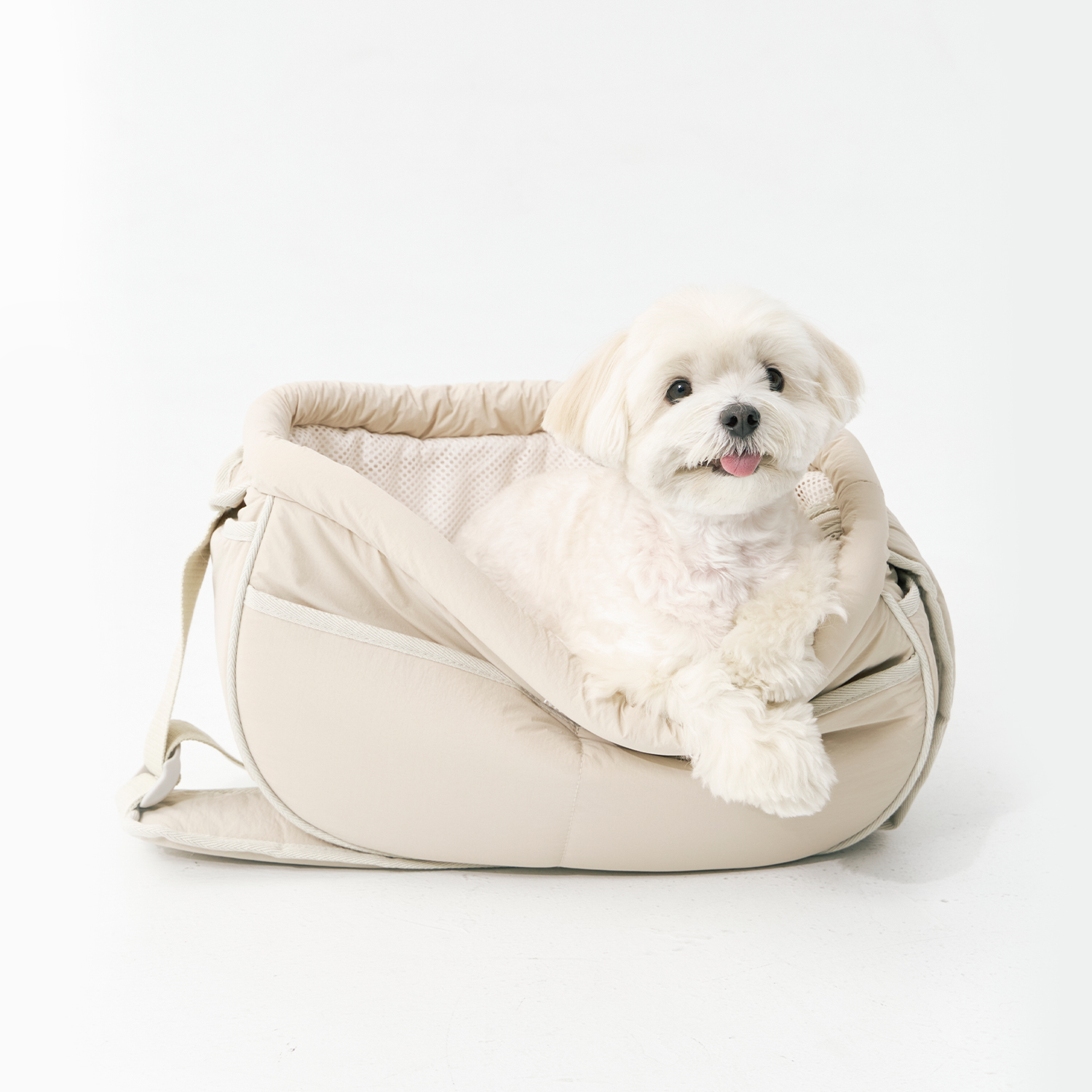 멀리 강아지 이동가방 강아지 고양이 기내탑승 초경량 애견 앞가방 론타노슬링백 베이지 - 상세 이미지 5