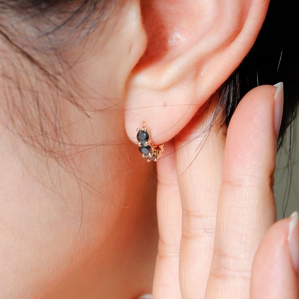 블랙 모이사나이트 링 귀걸이 이터니티 테니스 시뮬럿 다이아 결혼 기념일 선물 14K 18K - 상품 이미지