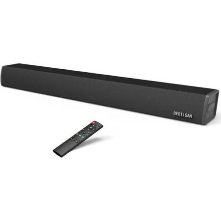 [해외]TV용 BESTISAN 사운드 바, 광학, AUX, USB 및 블루투스 입력이 있는 16.5인치 바(DSP, TREB 베이스 조절 가능, 주기적 스위칭 모드 ， 재설정 기능
