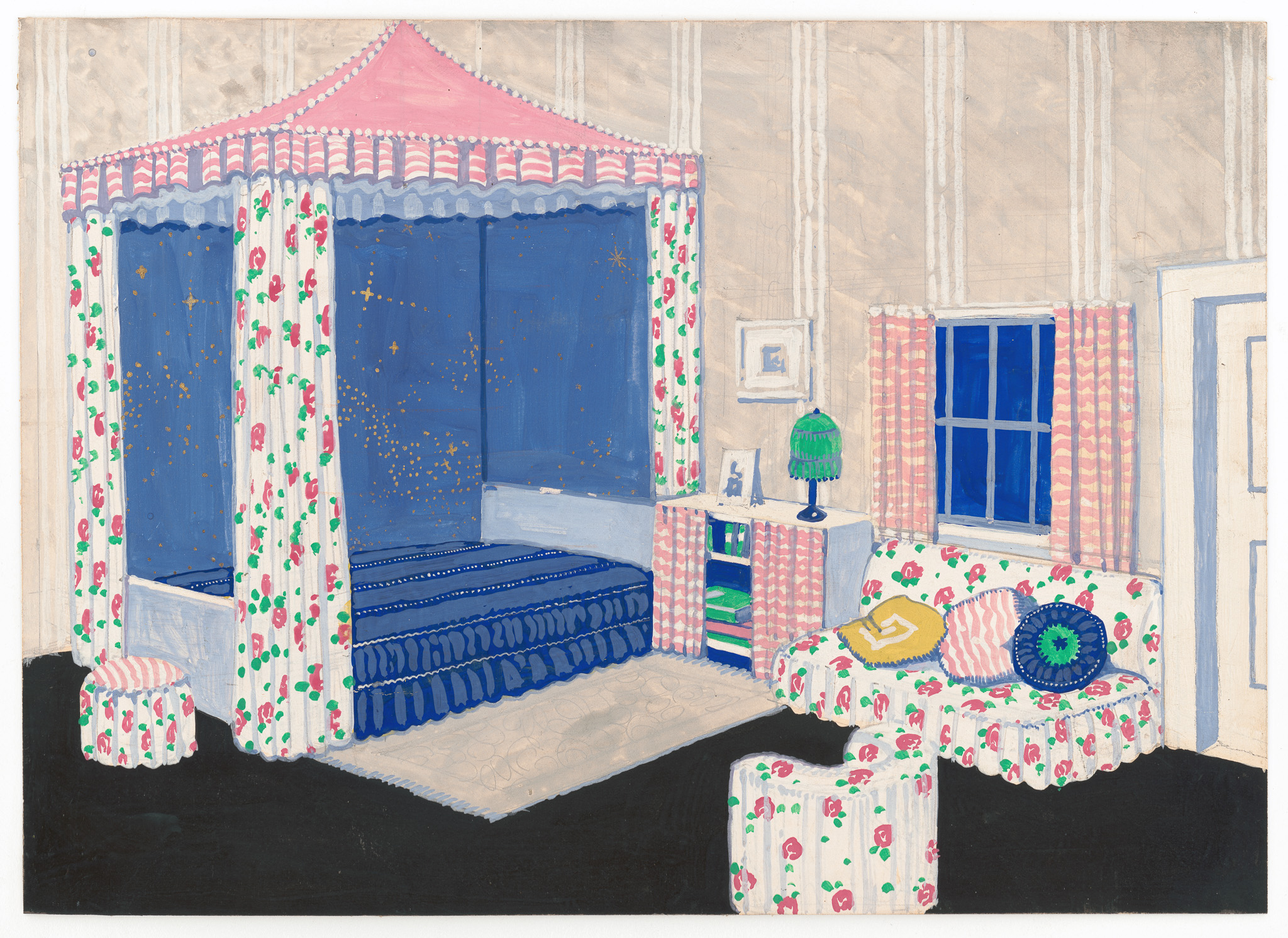 Design for unidentified bedroom with canopy bed 원본비율 아트포스터 라이스