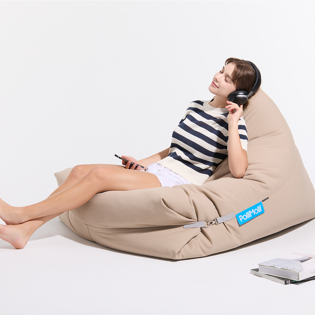 폴리몰리 빈백소파 1인용 대형 701P 실내외 겸용 좌식 쇼파 쿠션, 아몬드 베이지 (메시속커버, 선택안함)