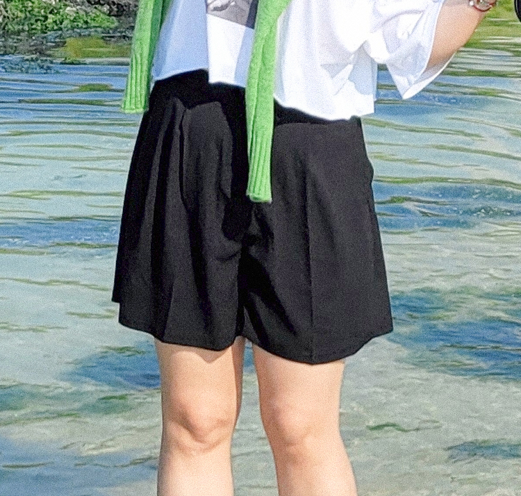 구김이적은 투핀턱 뒷밴딩 하이웨스트 4부 반바지 2XL - 상세 이미지 4