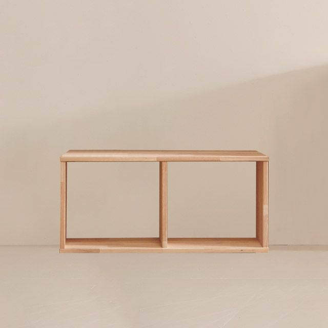 가구의서 고무나무 원목 1단 2칸 중블럭 책장 772x270x357mm - 메인 이미지