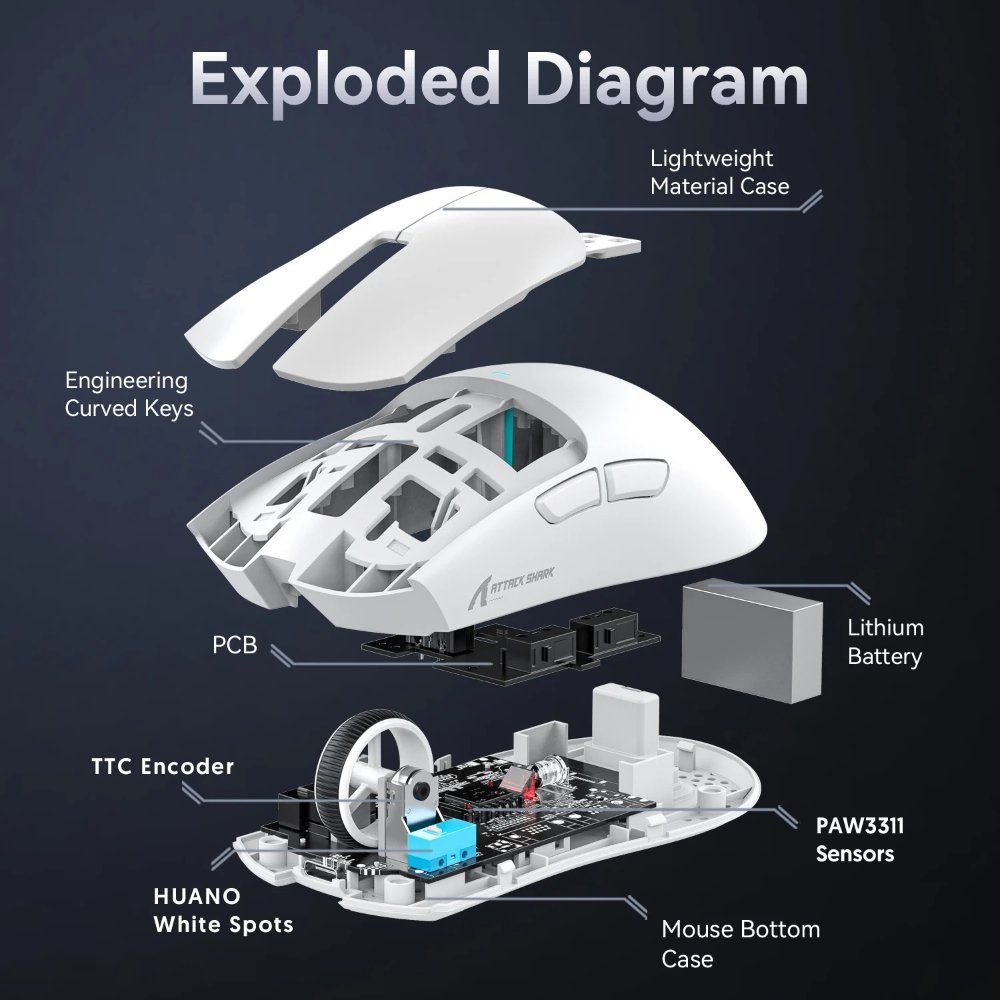 어택샤크 X11 PAW3311 무선블루투스마우스 2.4G 400IPS RGB PC 게이밍 블랙 - 상세 이미지 5
