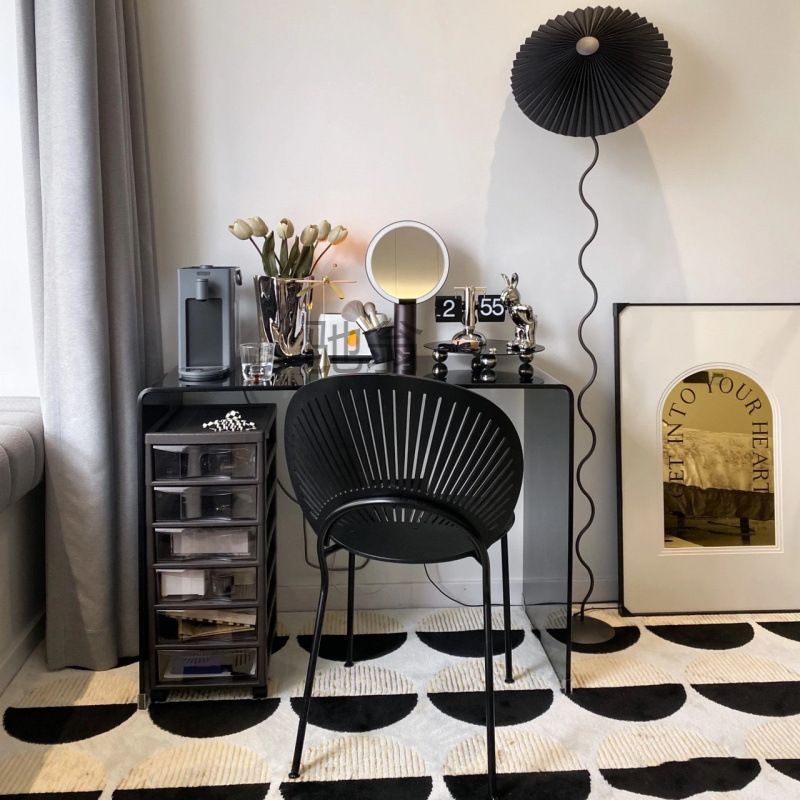 커피 티테이블 튜명 유리 사이드 일자테이블 블랙 60x40x75