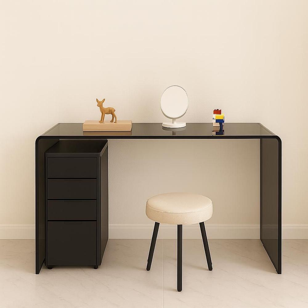 커피 티테이블 튜명 유리 사이드 일자테이블 블랙 60x40x75